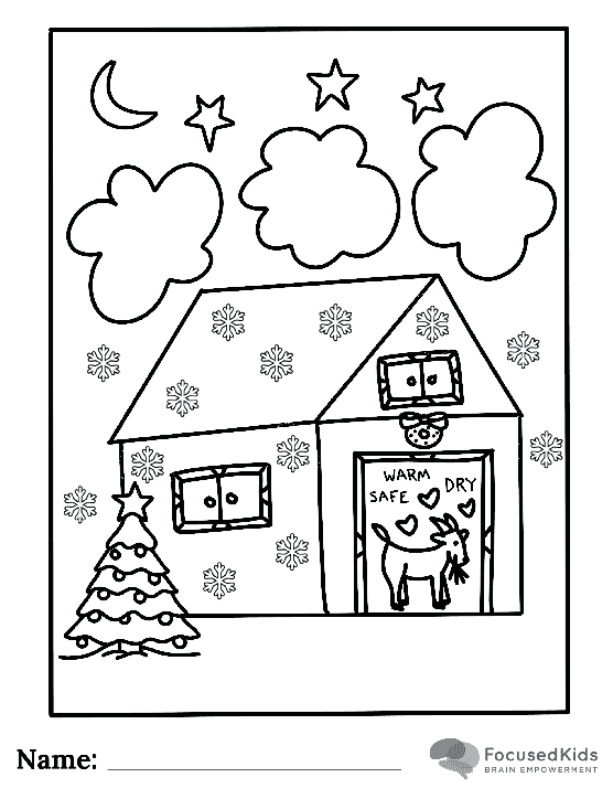 FocusedKids Coloring Page Download: Grateful Goat in the Snow